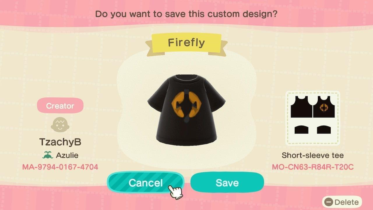 Animal Crossing Design Code: MO-CN63-R84R-T20C Firefly Serenity