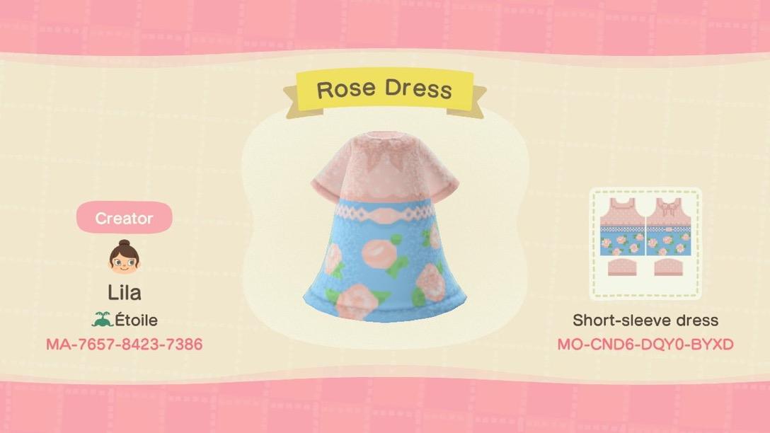 Animal Crossing Design Code: MO-CND6-DQY0-BYXD Rose Dress