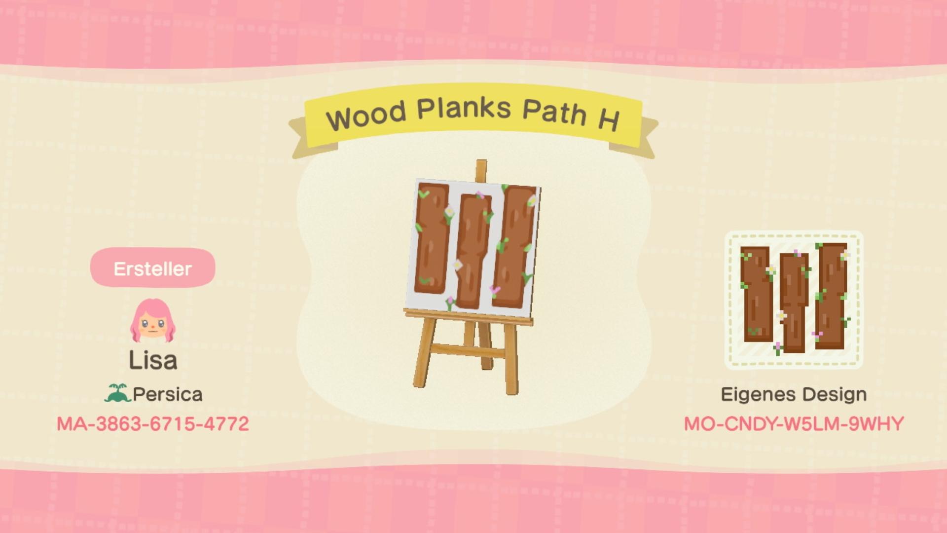 Animal Crossing Design Code: MO-CNDY-W5LM-9WHY Wood Planks Path H