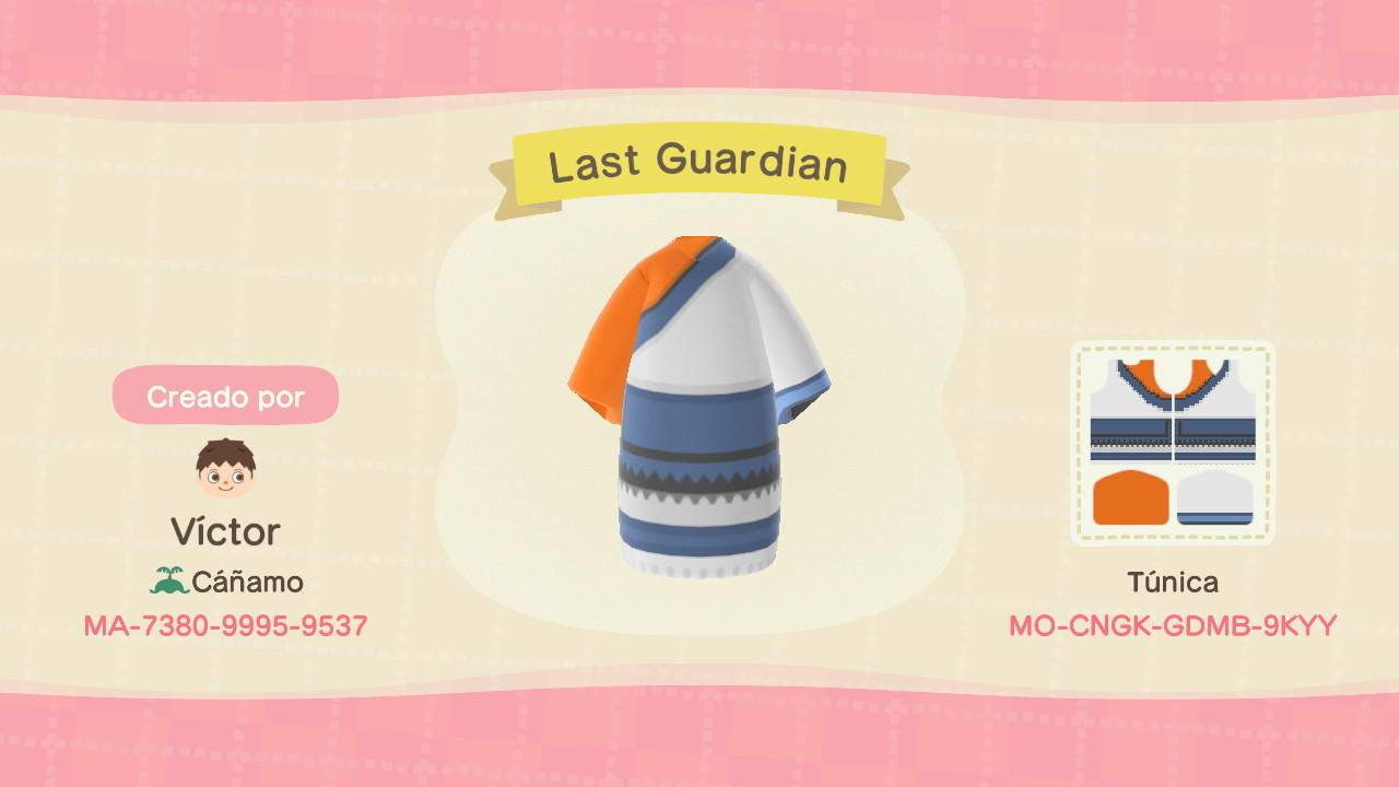 Animal Crossing Design Code: MO-CNGK-GDMB-9KYY Last Guardian