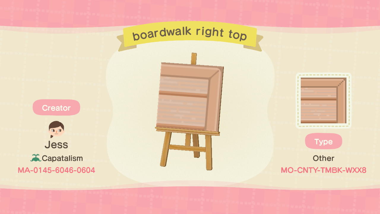 Animal Crossing Design Code: MO-CNTY-TMBK-WXX8 boardwalk right top