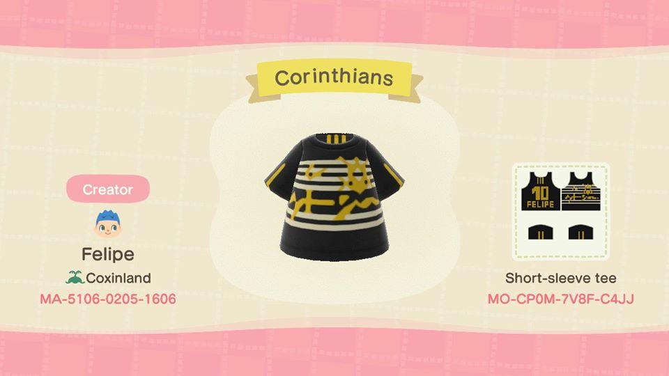Animal Crossing Design Code: MO-CP0M-7V8F-C4JJ CORINTHIANS JERSEY