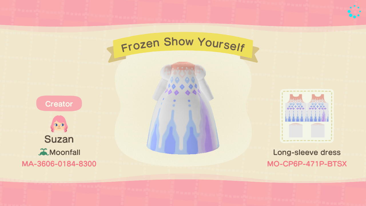Animal Crossing Design Code: MO-CP6P-471P-BTSX Frozen Show Yourself