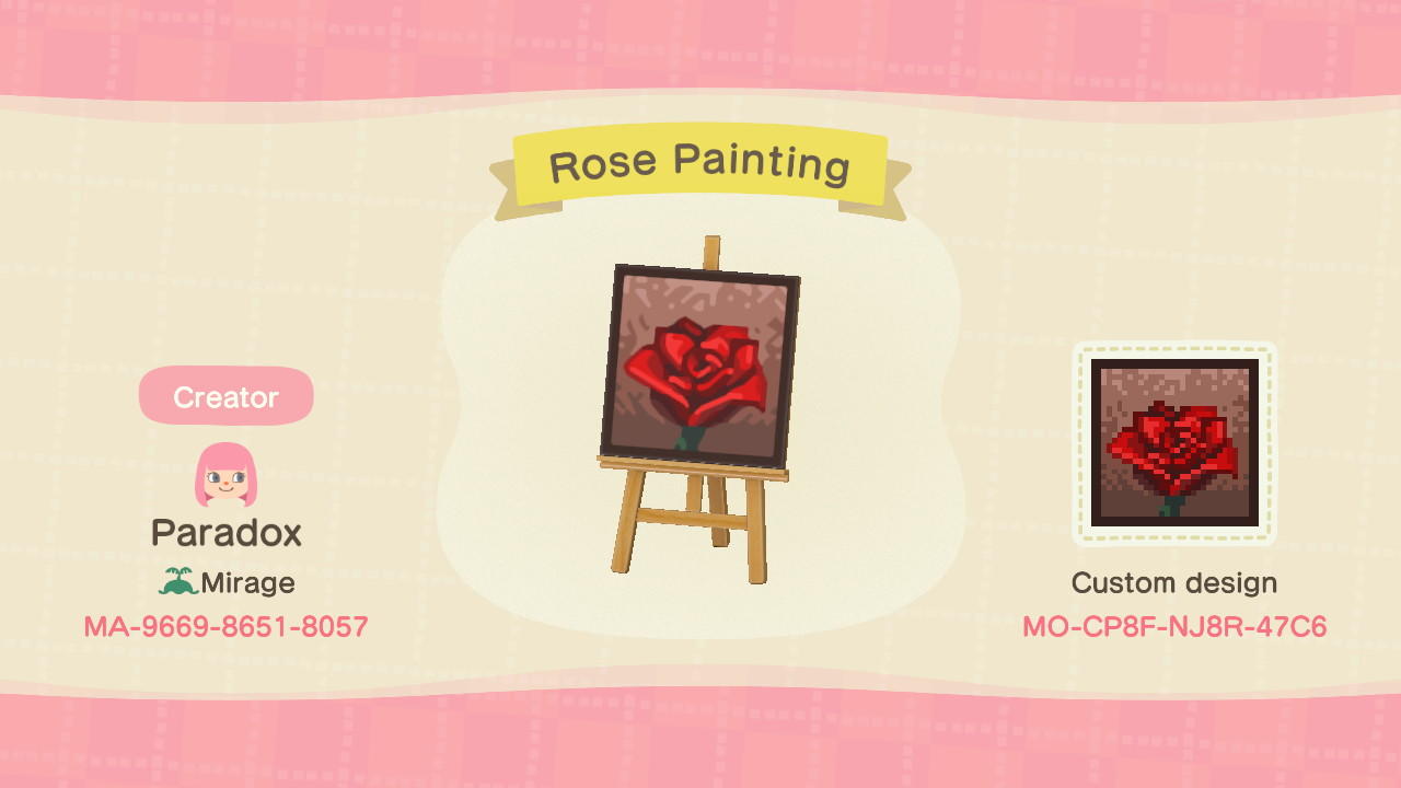 Animal Crossing Design Code: MO-CP8F-NJ8R-47C6 Rose Painting