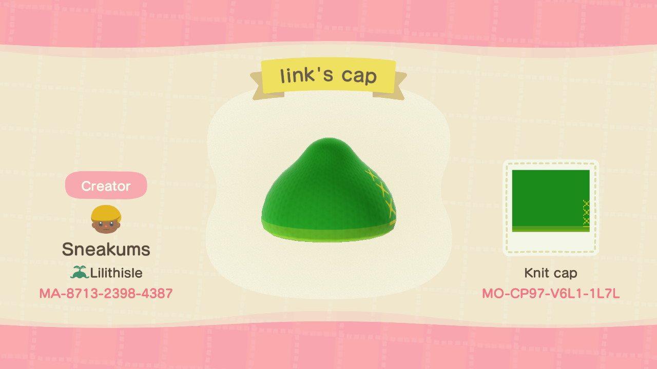 Animal Crossing Design Code: MO-CP97-V6L1-1L7L Link&#39;s cap