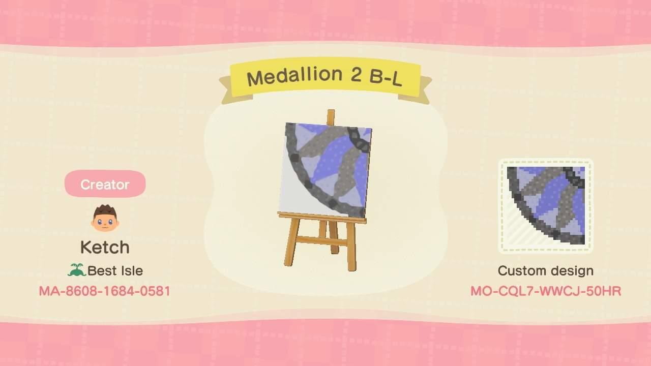 Animal Crossing Design Code: MO-CQL7-WWCJ-50HR Medallion 2 B-L