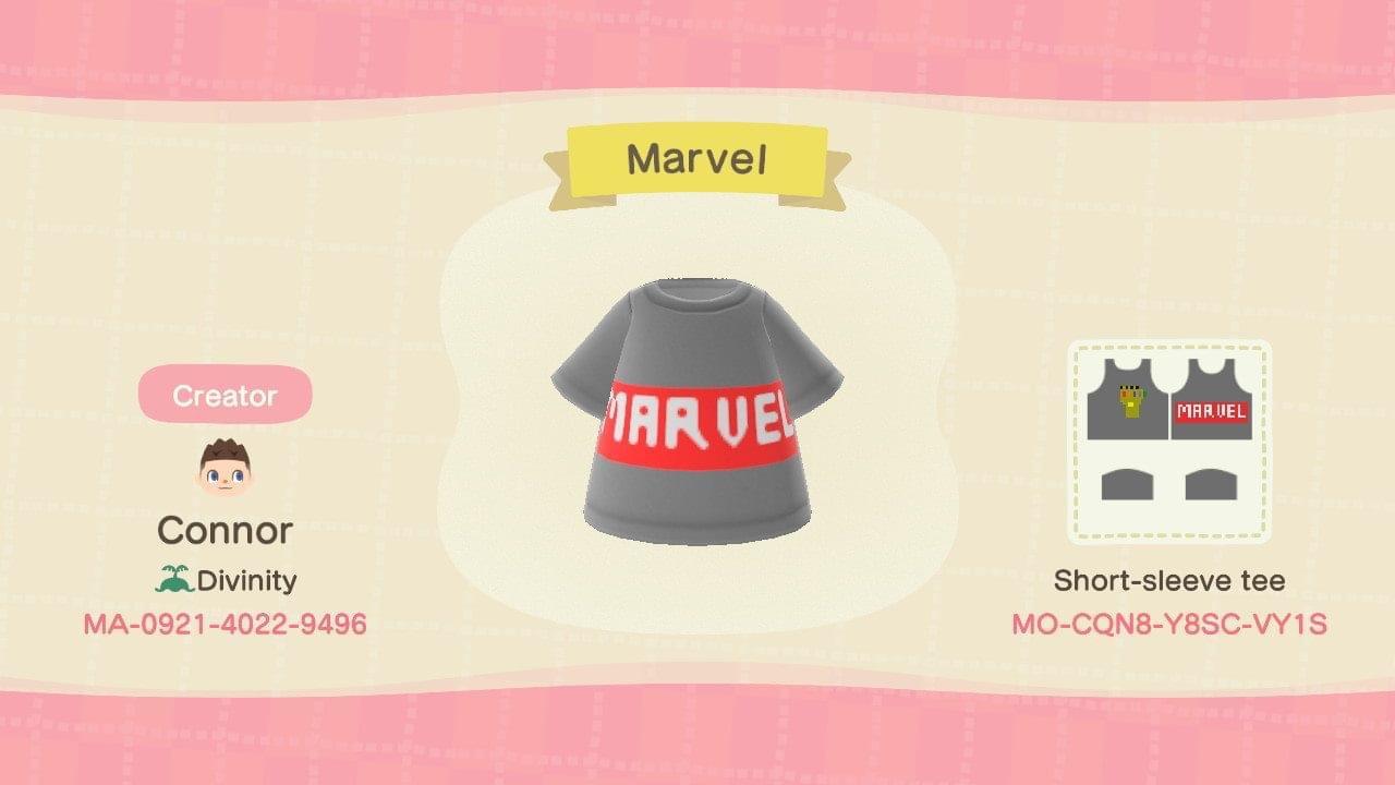 Animal Crossing Design Code: MO-CQN8-Y8SC-VY1S Marvel