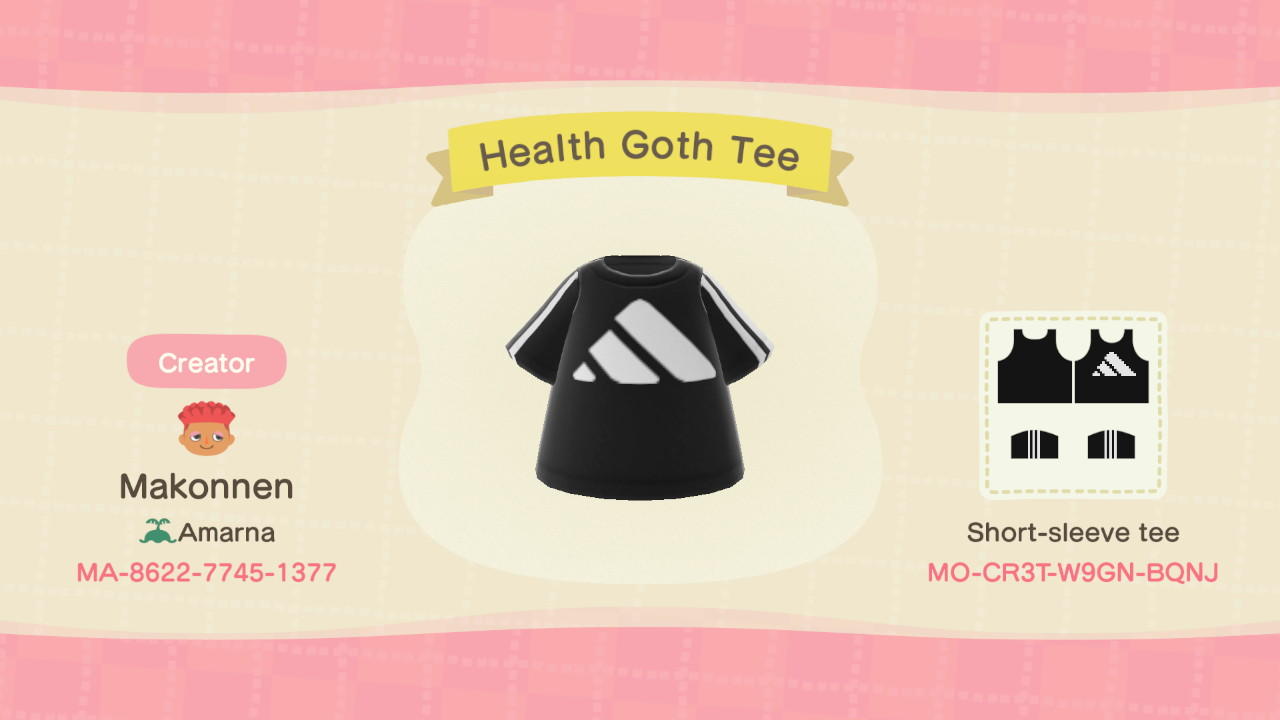 Animal Crossing Design Code: MO-CR3T-W9GN-BQNJ Health Goth Tee