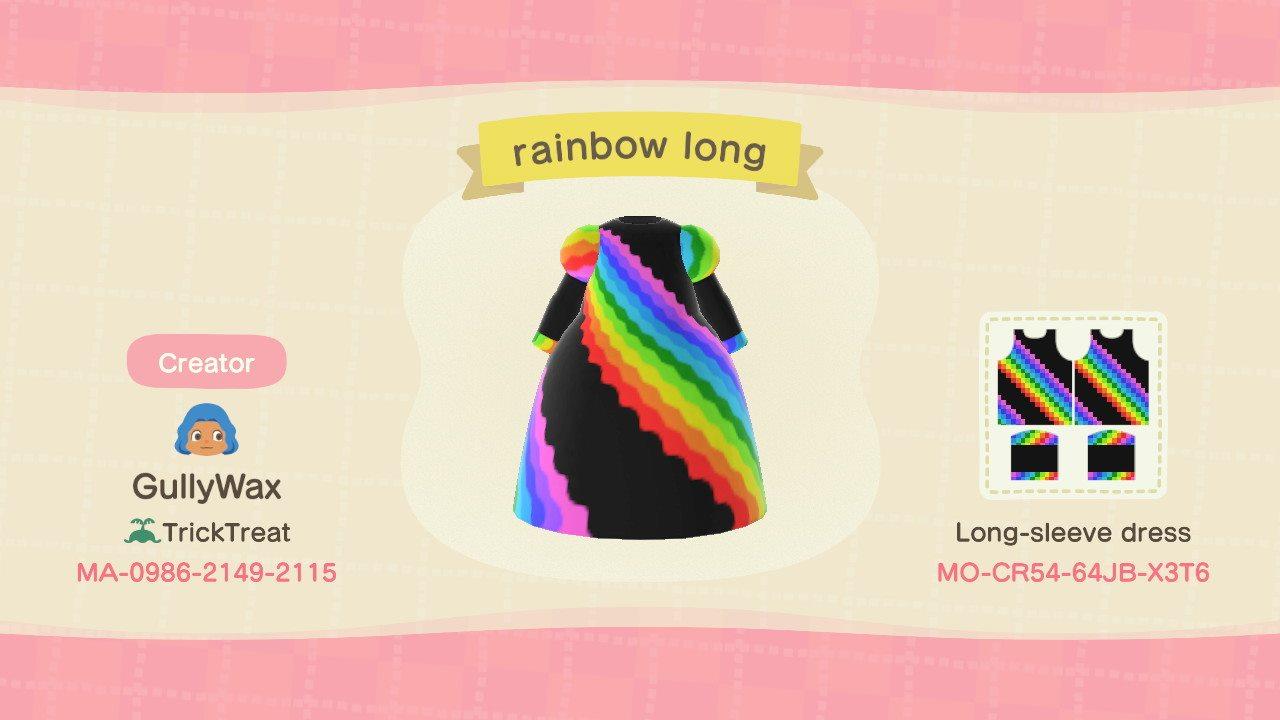 Animal Crossing Design Code: MO-CR54-64JB-X3T6 Rainbow Long
