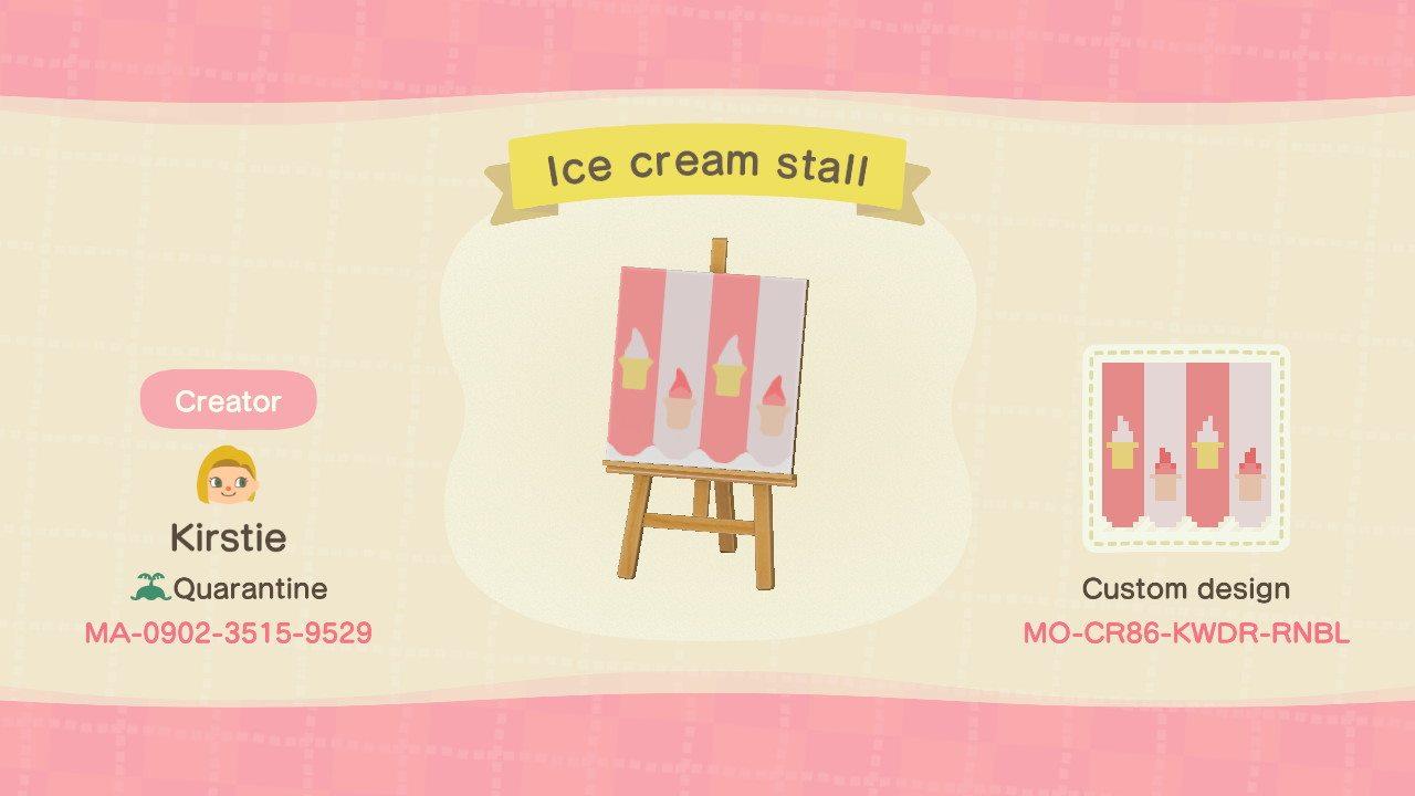 Animal Crossing Design Code: MO-CR86-KWDR-RNBL Ice cream stall