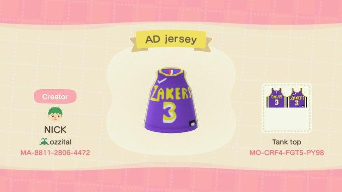 Animal Crossing Design Code: MO-CRF4-FGT5-PY98 AD jersey
