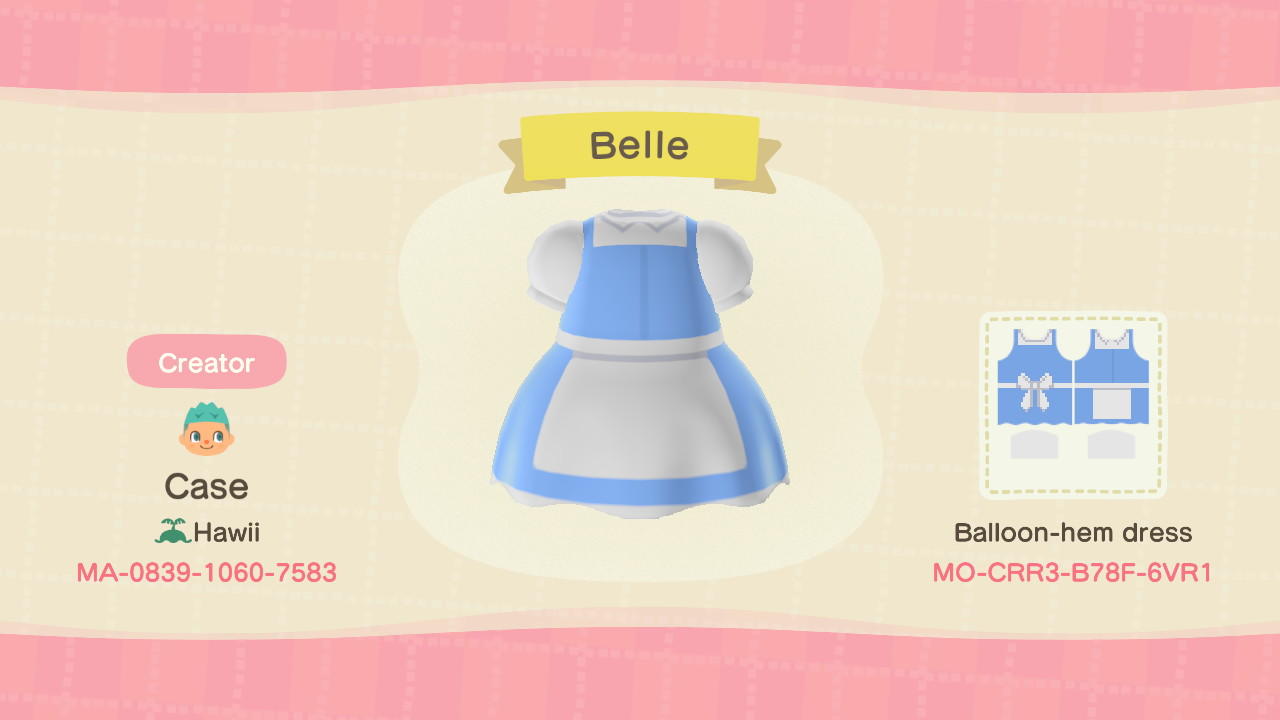 Animal Crossing Design Code: MO-CRR3-B78F-6VR1 Belle