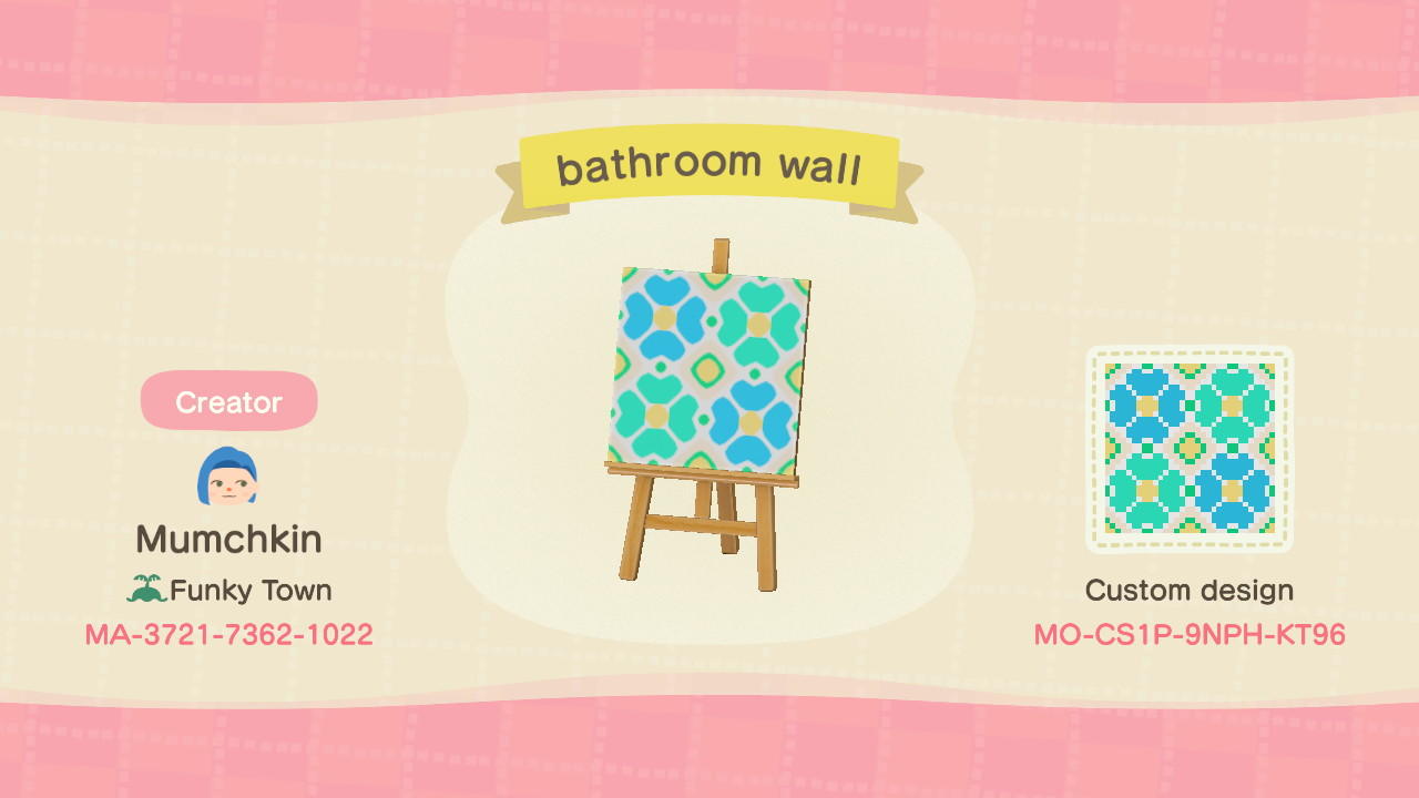 Animal Crossing Design Code: MO-CS1P-9NPH-KT96 bathroom wall