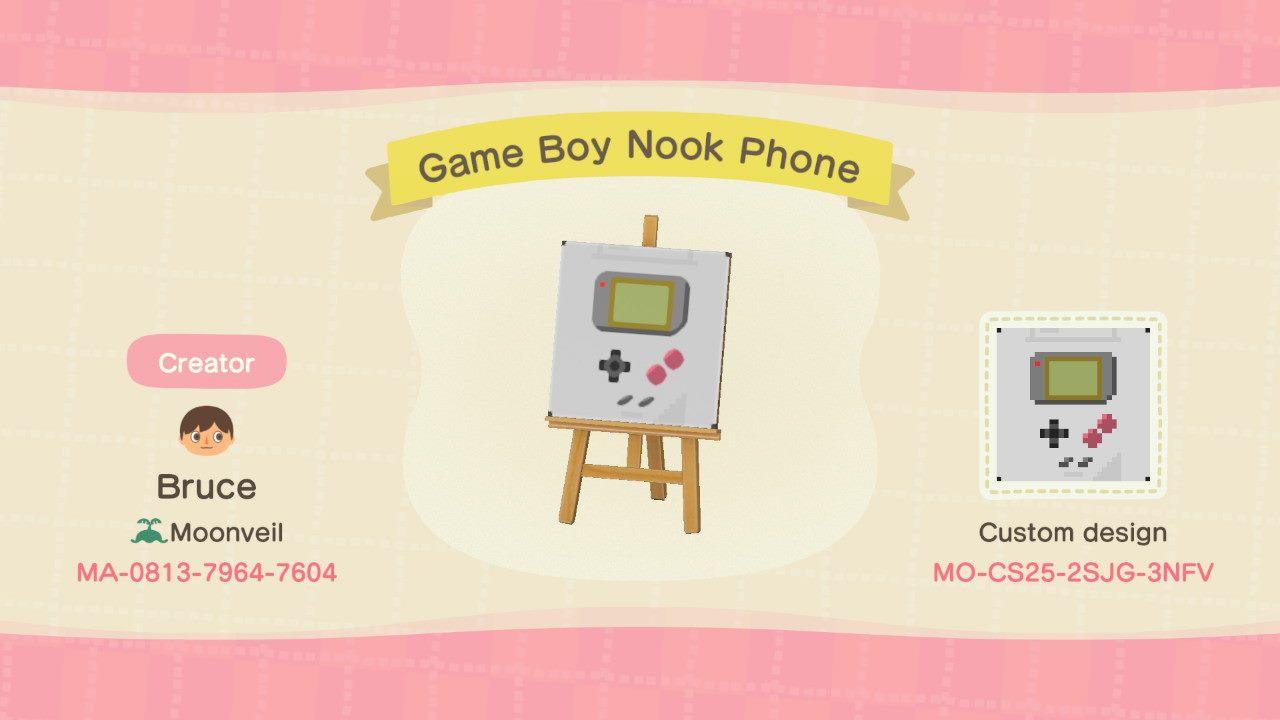 Animal Crossing Design Code: MO-CS25-2SJG-3NFV Game Boy Nook Phone