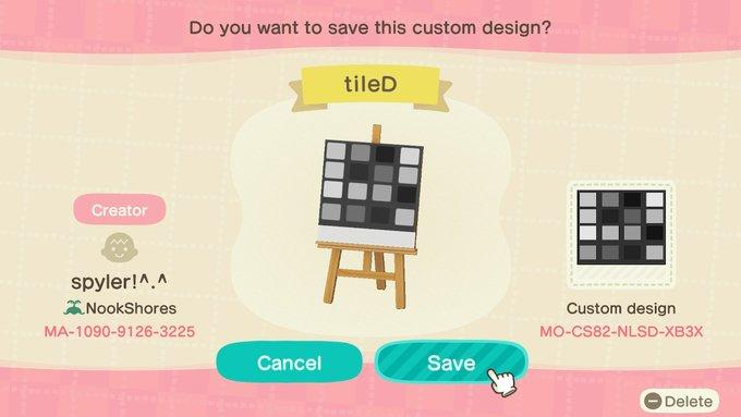 Animal Crossing Design Code: MO-CS82-NLSD-XB3X GrayscaleTileBottom