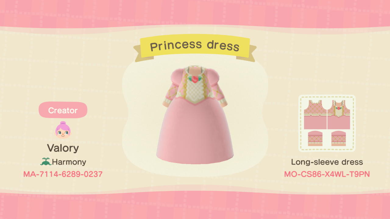Animal Crossing Design Code: MO-CS86-X4WL-T9PN Anneliese Dress