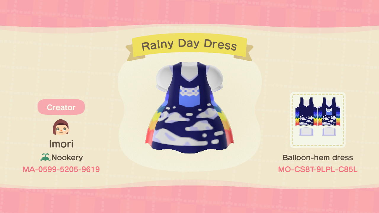 Animal Crossing Design Code: MO-CS8T-9LPL-C85L Rainy Day Dress