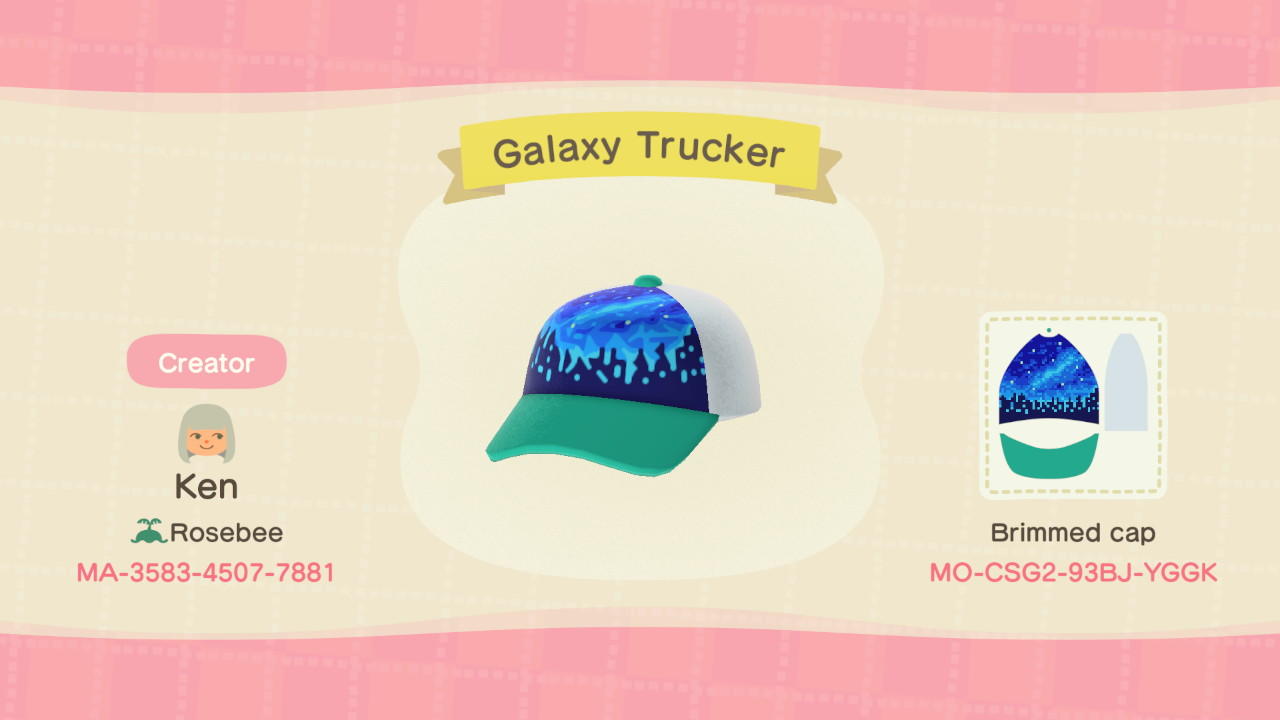 Animal Crossing Design Code: MO-CSG2-93BJ-YGGK Galaxy Trucker