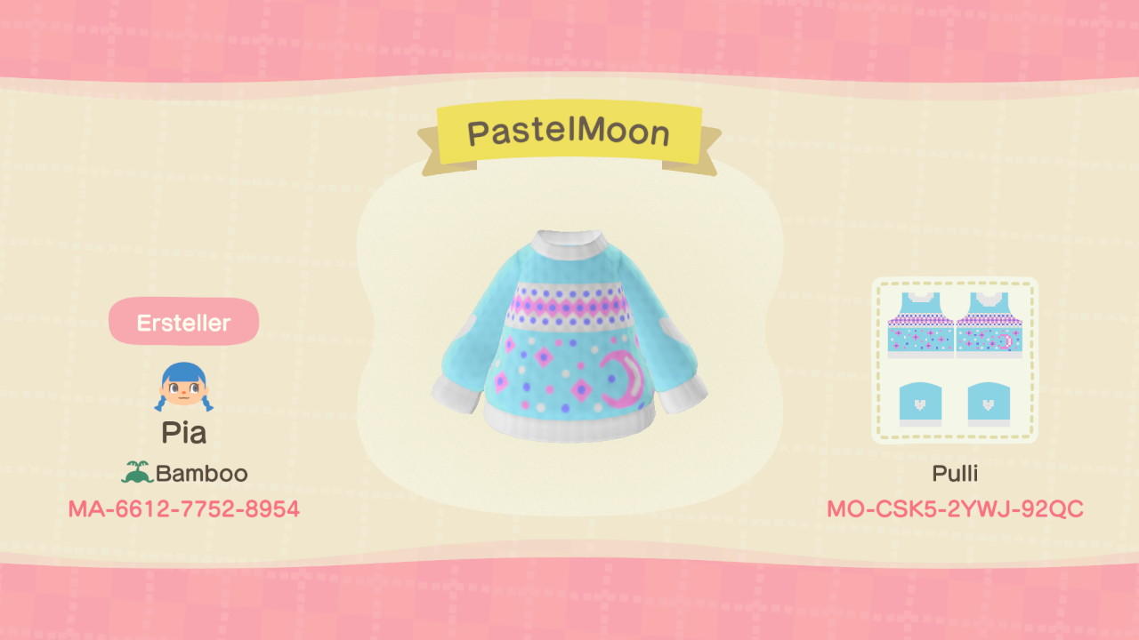 Animal Crossing Design Code: MO-CSK5-2YWJ-92QC Pastel Moon