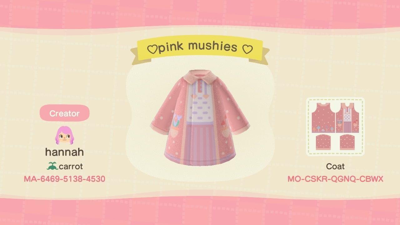 Animal Crossing Design Code: MO-CSKR-QGNQ-CBWX pink mushies