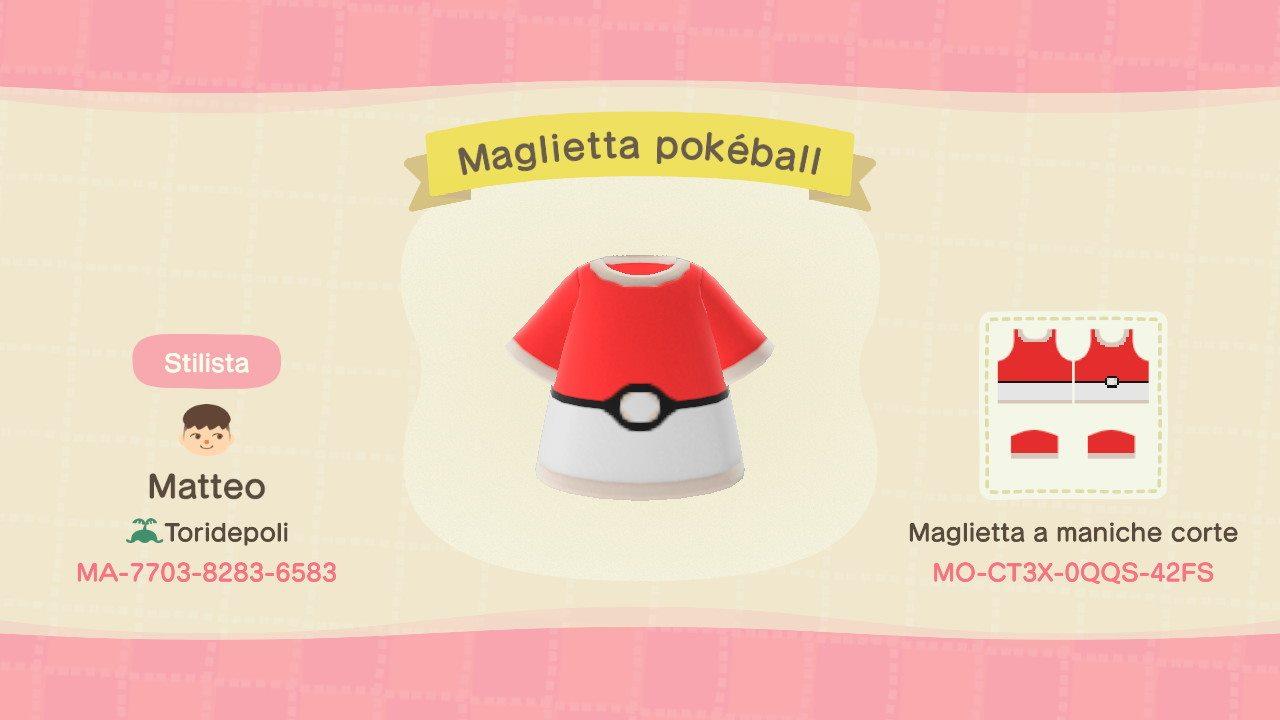 Animal Crossing Design Code: MO-CT3X-0QQS-42FS Maglietta Pokéball