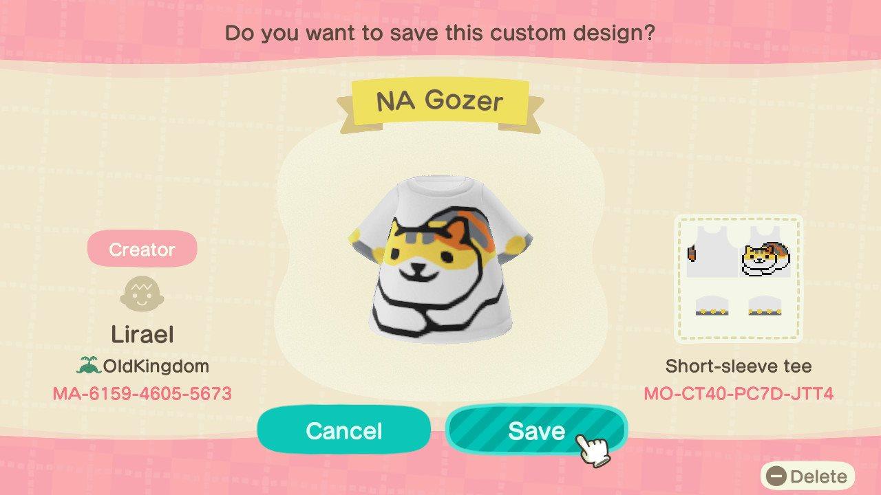 Animal Crossing Design Code: MO-CT40-PC7D-JTT4 Neko Atsume Gozer