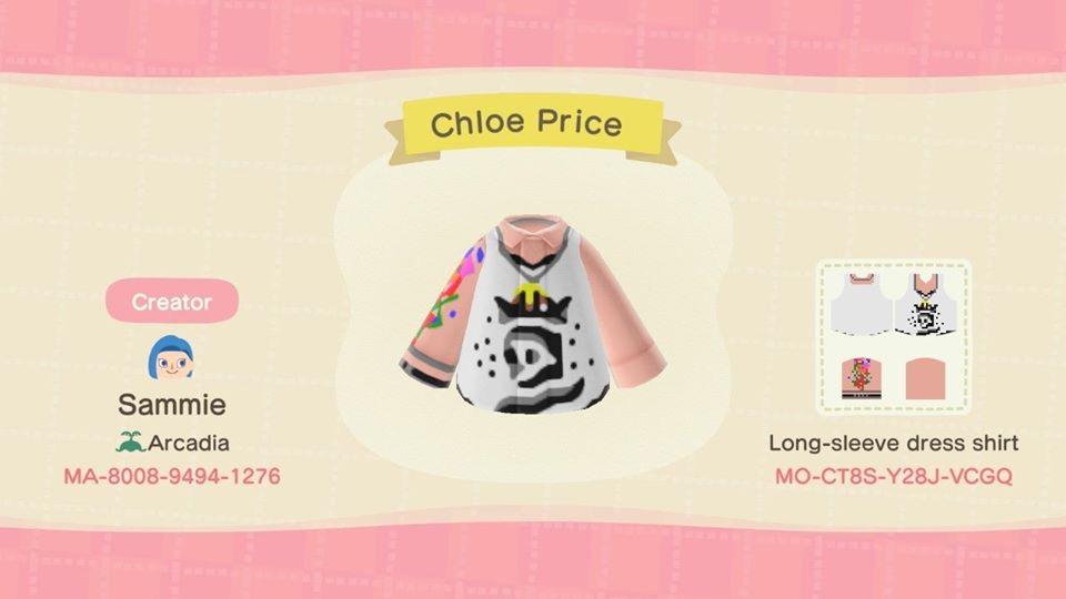 Animal Crossing Design Code: MO-CT8S-Y28J-VCGQ Chloe Price