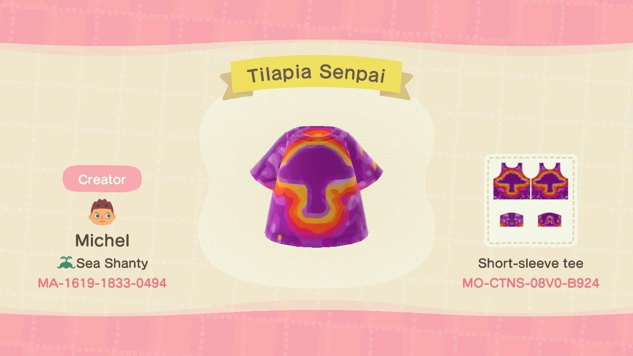 Animal Crossing Design Code: MO-CTNS-08V0-B924 Tilapia Senpai
