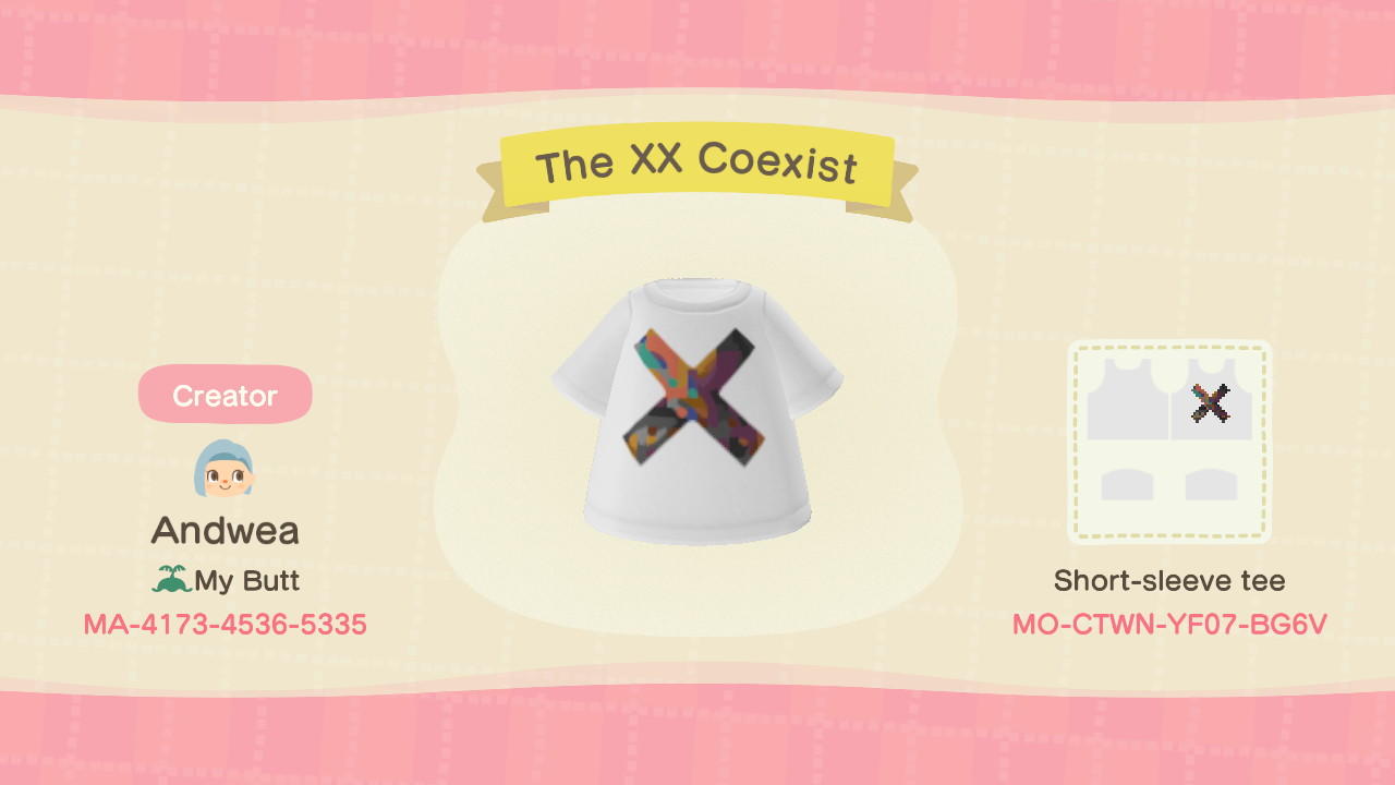 Animal Crossing Design Code: MO-CTWN-YF07-BG6V The XX Coexist