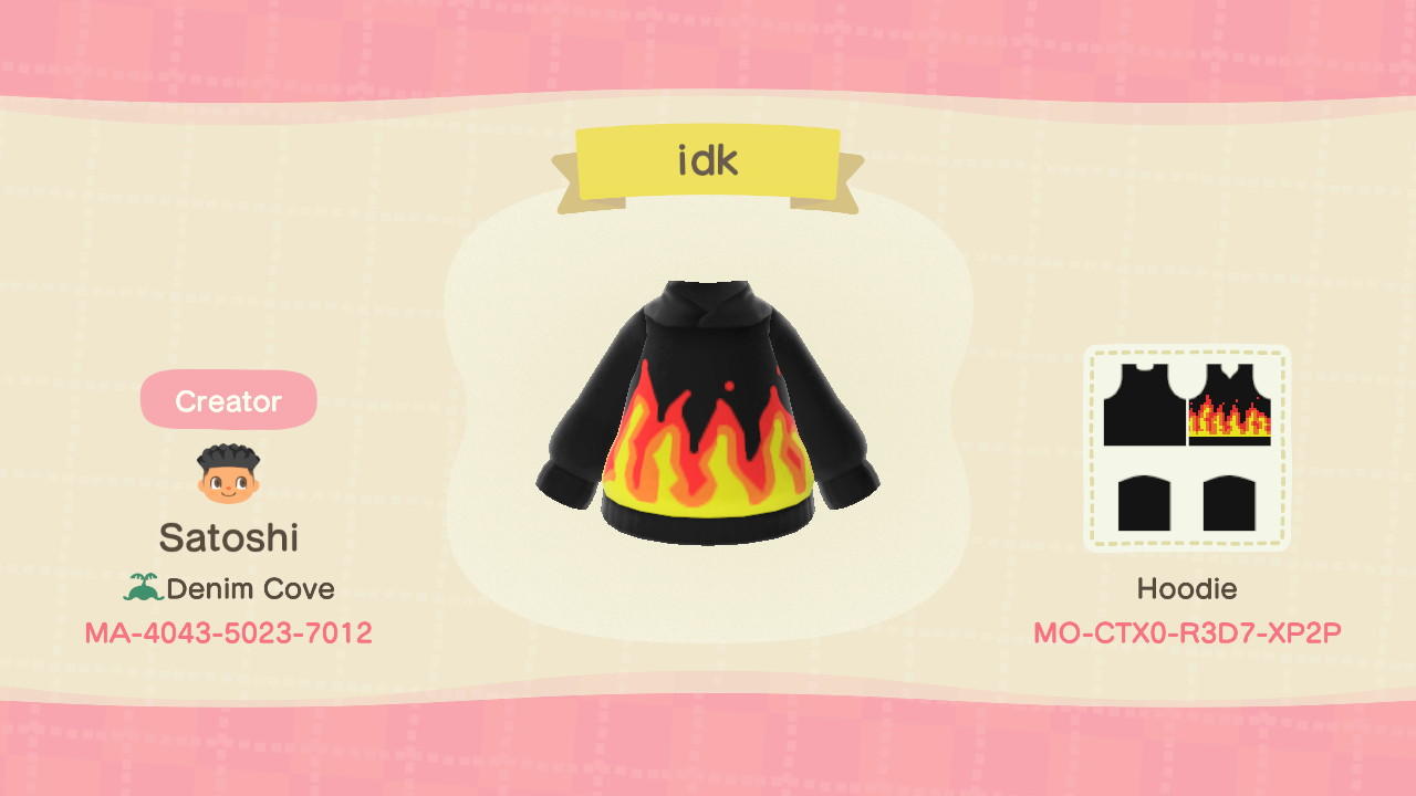 Animal Crossing Design Code: MO-CTX0-R3D7-XP2P Flames
