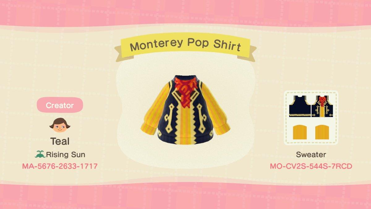 Animal Crossing Design Code: MO-CV2S-544S-7RCD Monterey Pop Shirt