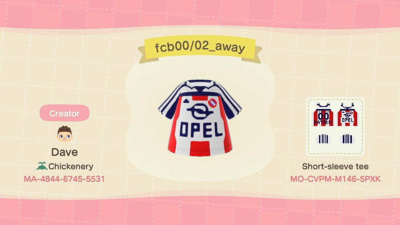 Animal Crossing Design Code: MO-CVPM-M146-5PXK FC Bayern 00/02 Away