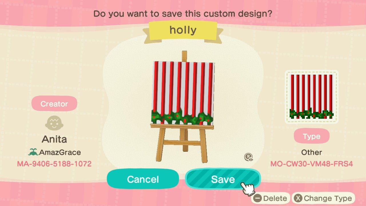 Animal Crossing Design Code: MO-CW30-VM48-FRS4 Holly stall
