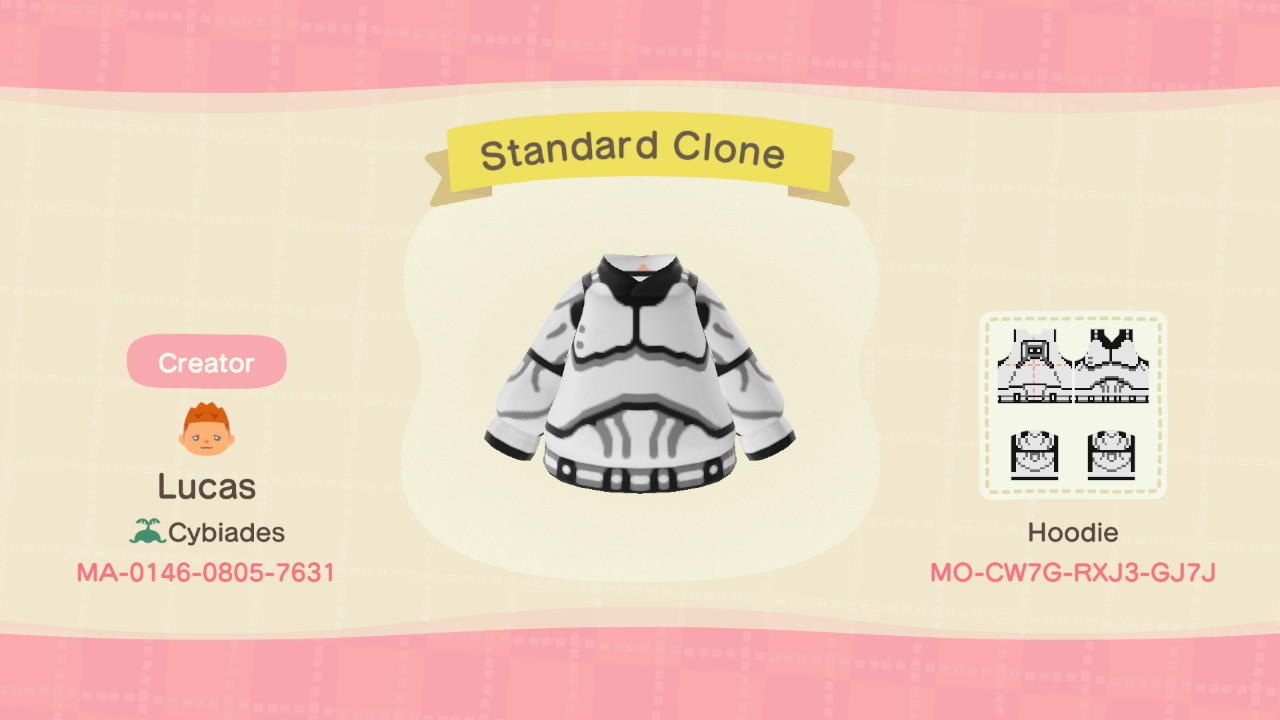 Animal Crossing Design Code: MO-CW7G-RXJ3-GJ7J Standard Clone