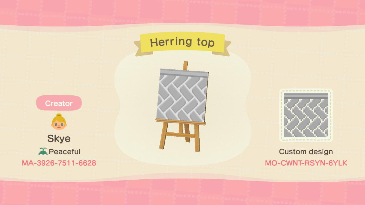 Animal Crossing Design Code: MO-CWNT-RSYN-6YLK herringbone path top