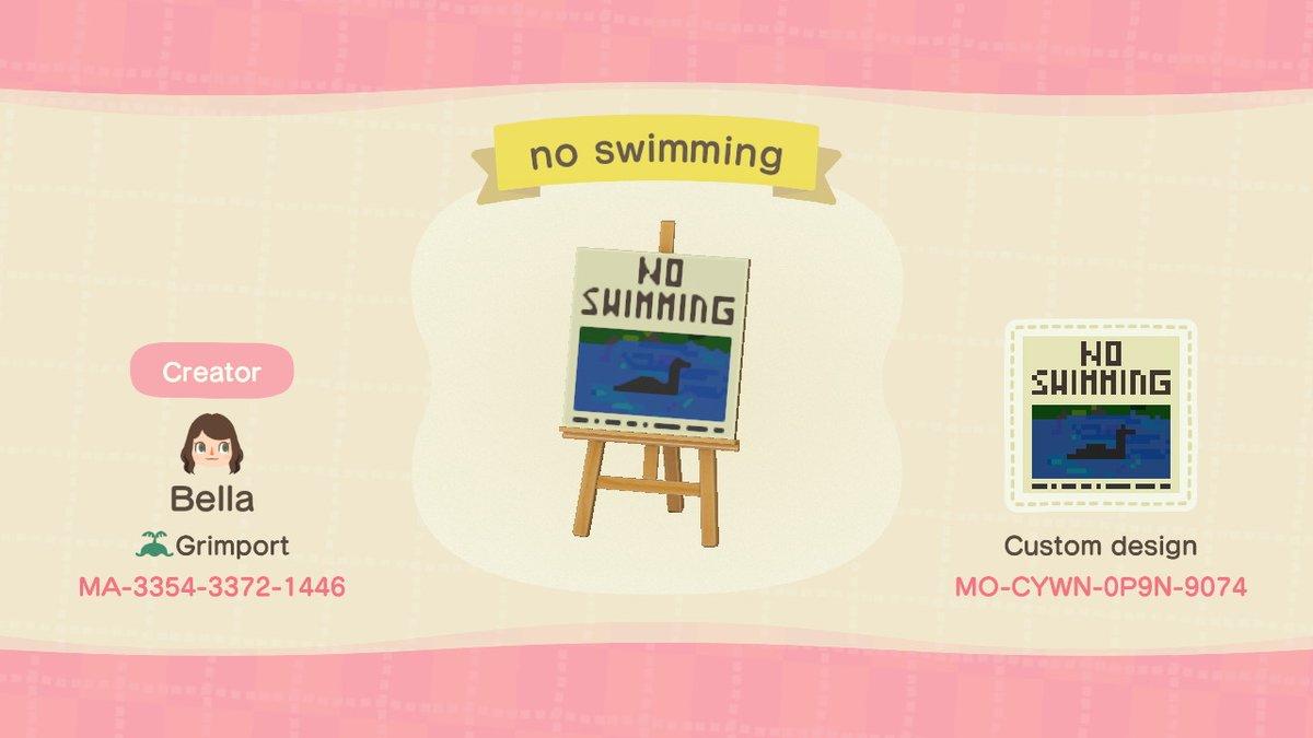 Animal Crossing Design Code: MO-CWYN-0P9N-9074 nessie - no swimming