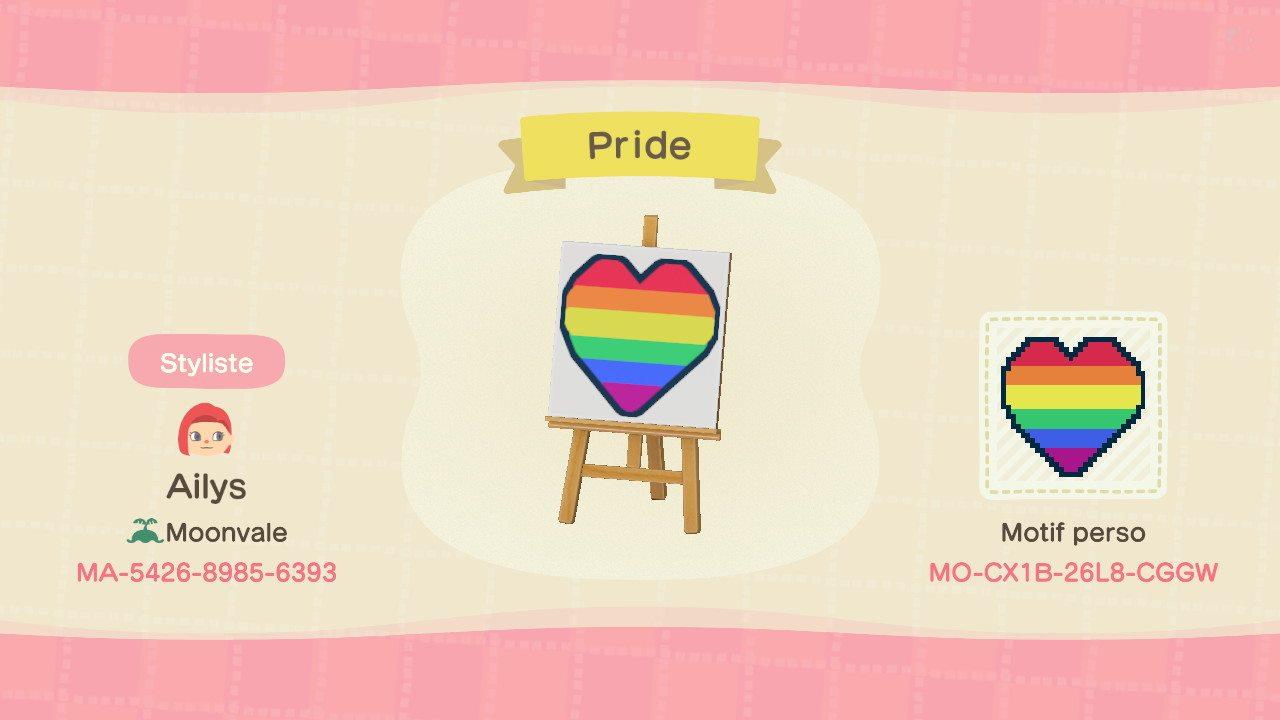 Animal Crossing Design Code: MO-CX1B-26LB-CGGW Pride Heart