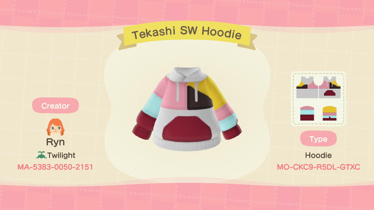 Animal Crossing Design Code: MO-CXC9-R5DL-GTXC Tekashi SW Hoodie