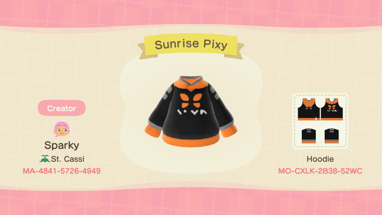 Animal Crossing Design Code: MO-CXLK-2B38-52WC Sunrise Pixy