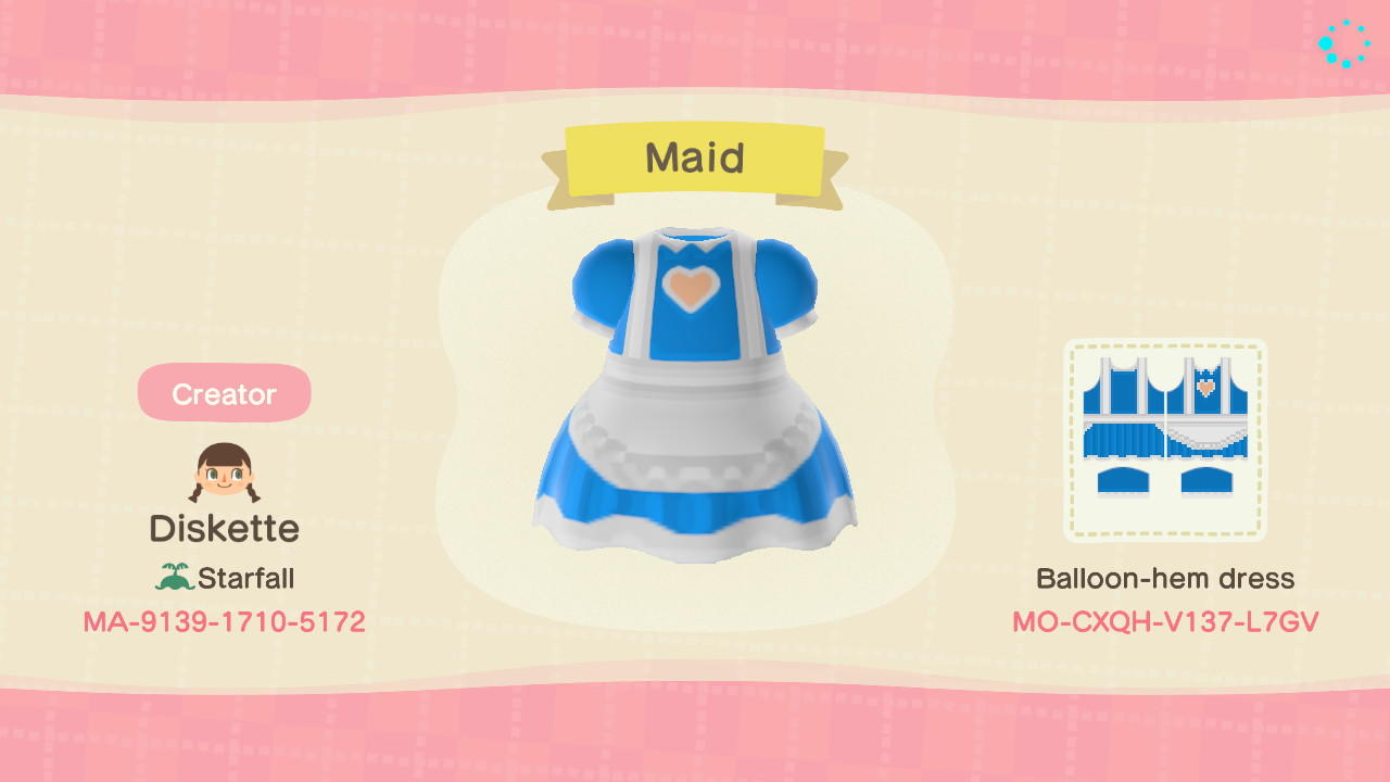 Animal Crossing Design Code: MO-CXQH-V137-L7GV Maid