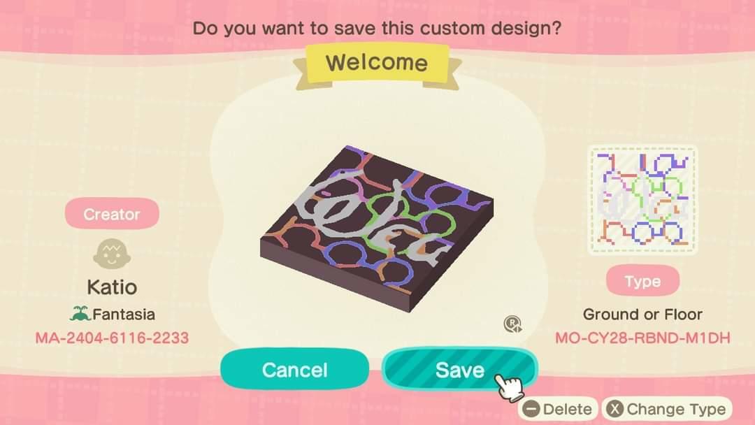 Animal Crossing Design Code: MO-CY28-RBND-M1DH Welcome part 1