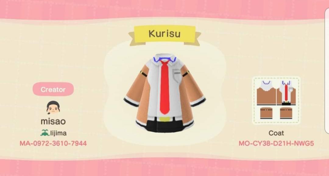 Animal Crossing Design Code: MO-CY38-D21H-NWG5 Kurisu