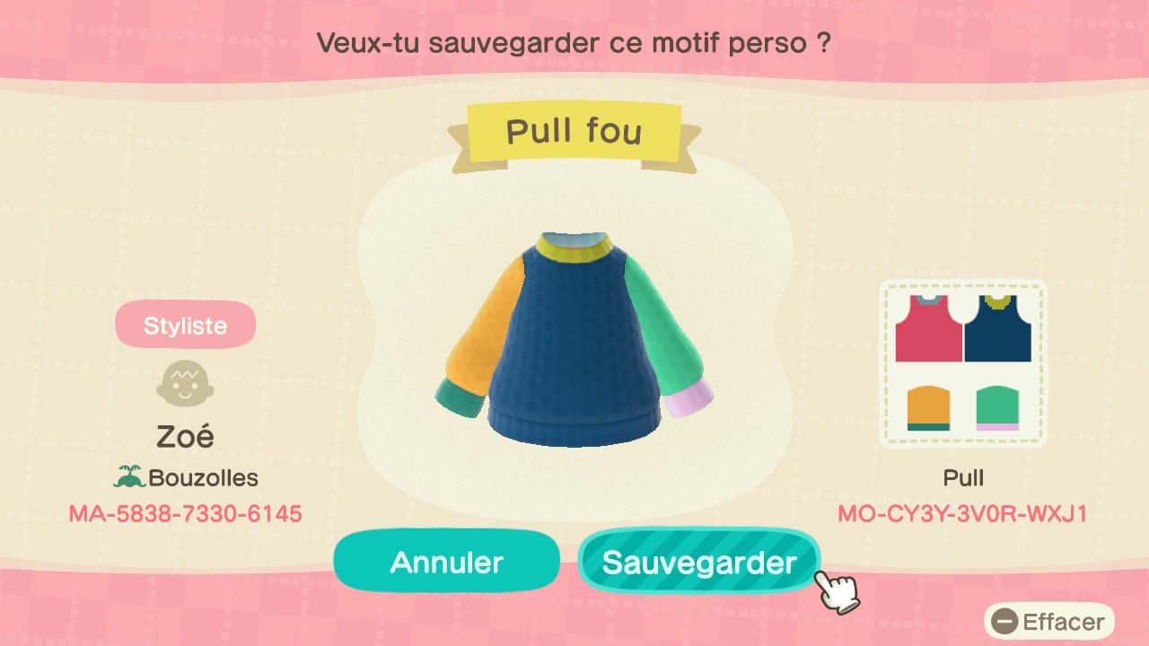 Animal Crossing Design Code: MO-CY3Y-3V0R-WXJ1 Pull fou
