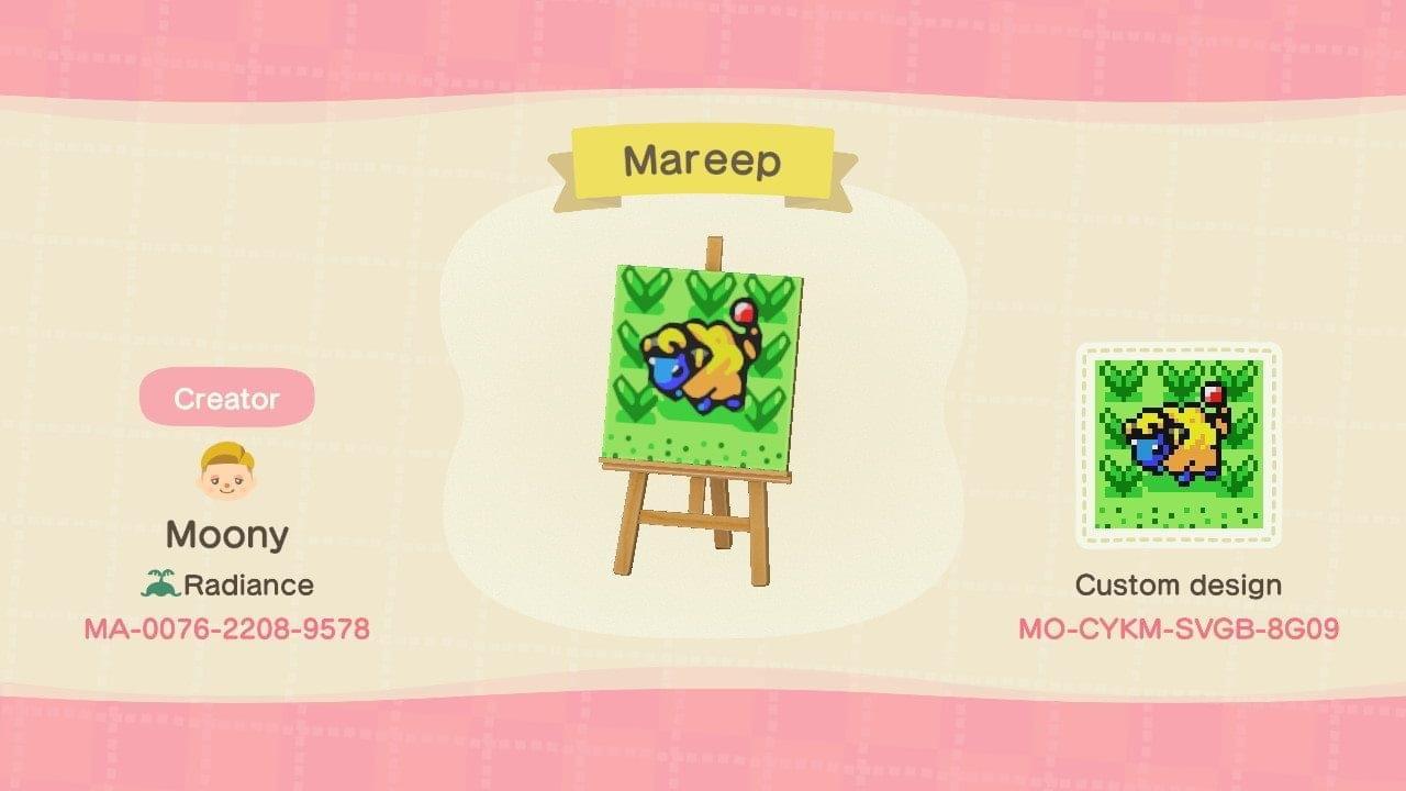 Animal Crossing Design Code: MO-CYKM-SVGB-8G09 Mareep