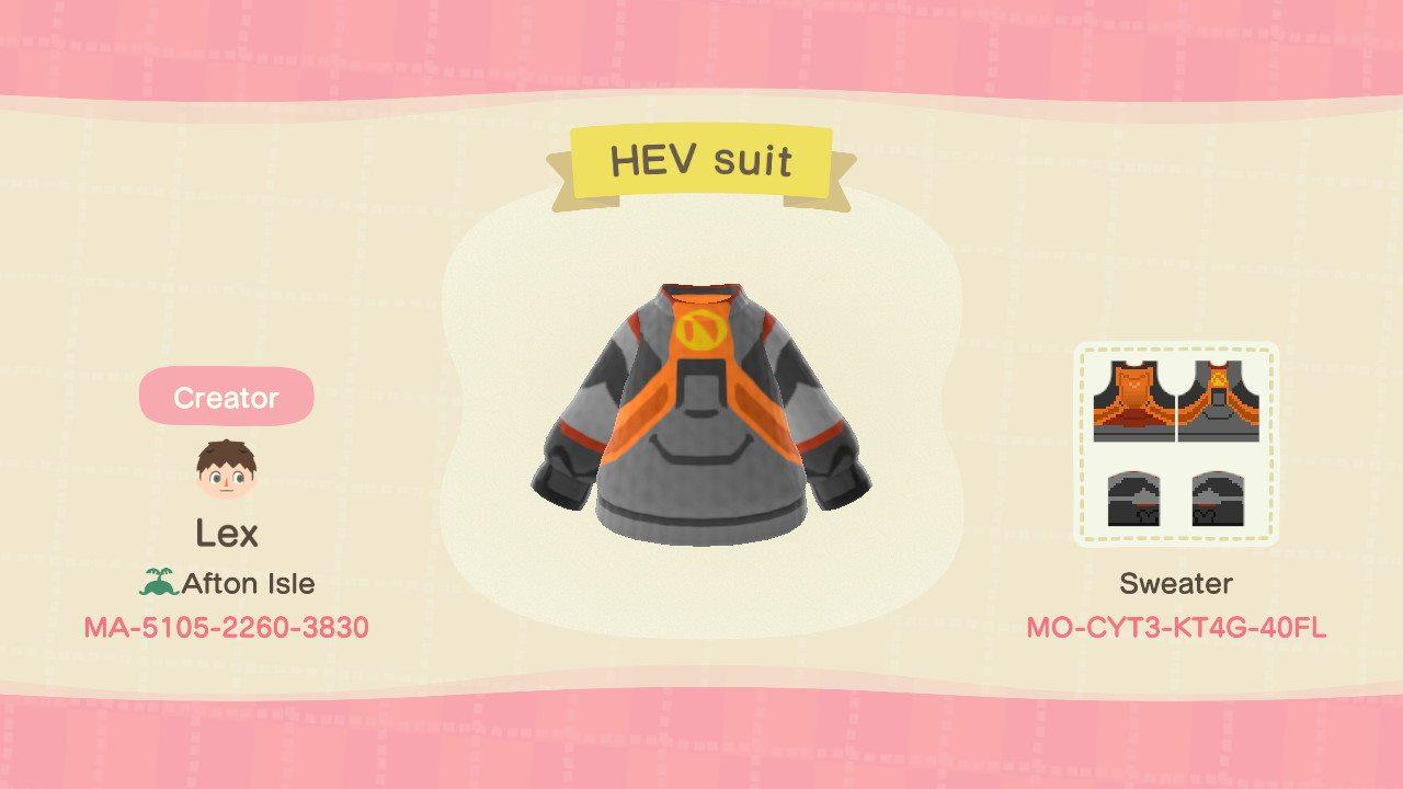 Animal Crossing Design Code: MO-CYT3-KT4G-40FL HEV Suit