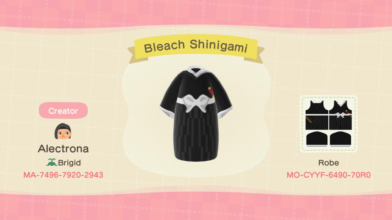 Animal Crossing Design Code: MO-CYYF-6490-70R0 Bleach Shinigami