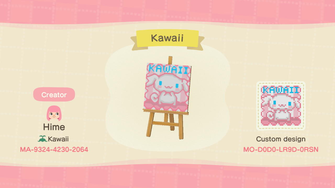 Animal Crossing Design Code: MO-D0D0-LR9D-0RSN Kawaii