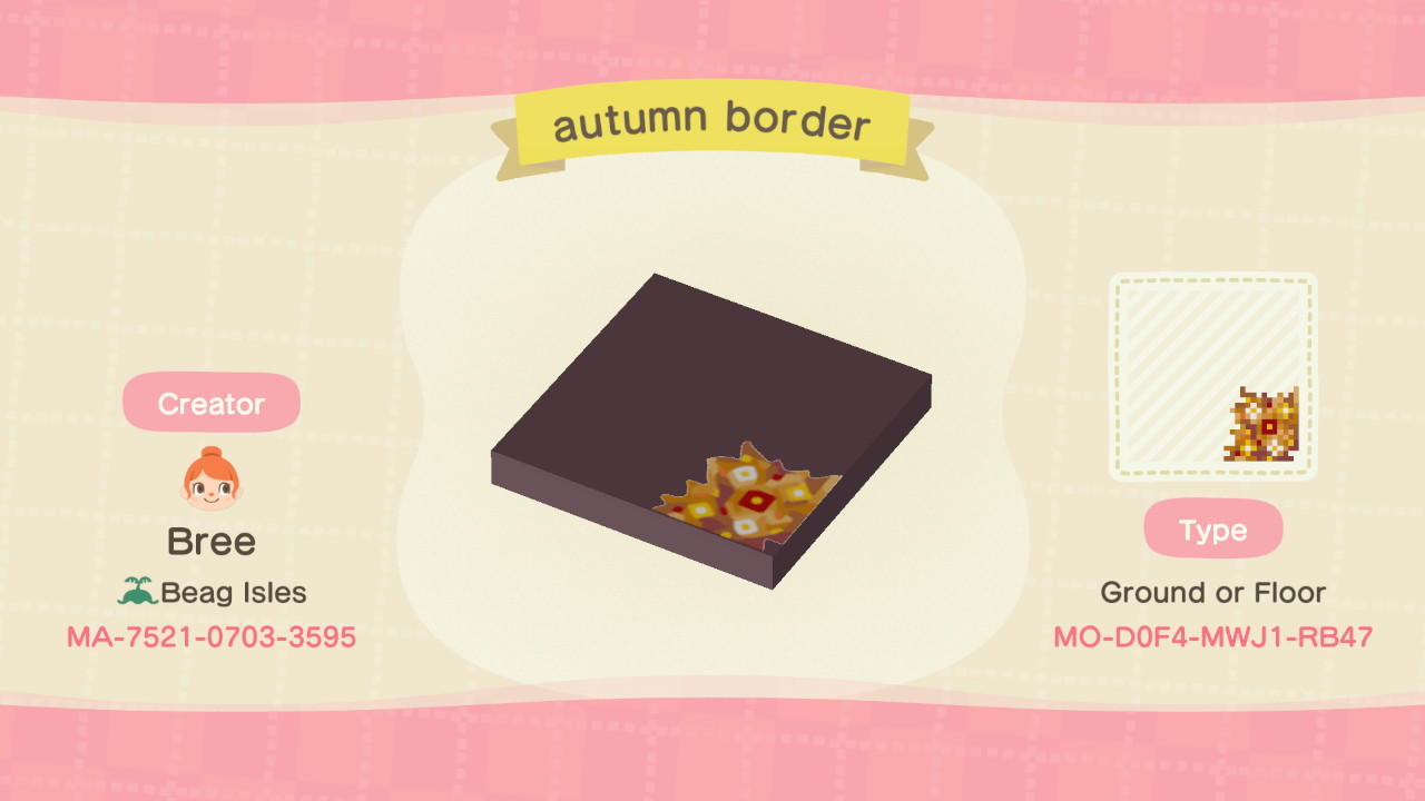 Animal Crossing Design Code: MO-D0F4-MWJ1-RB47 autumn border