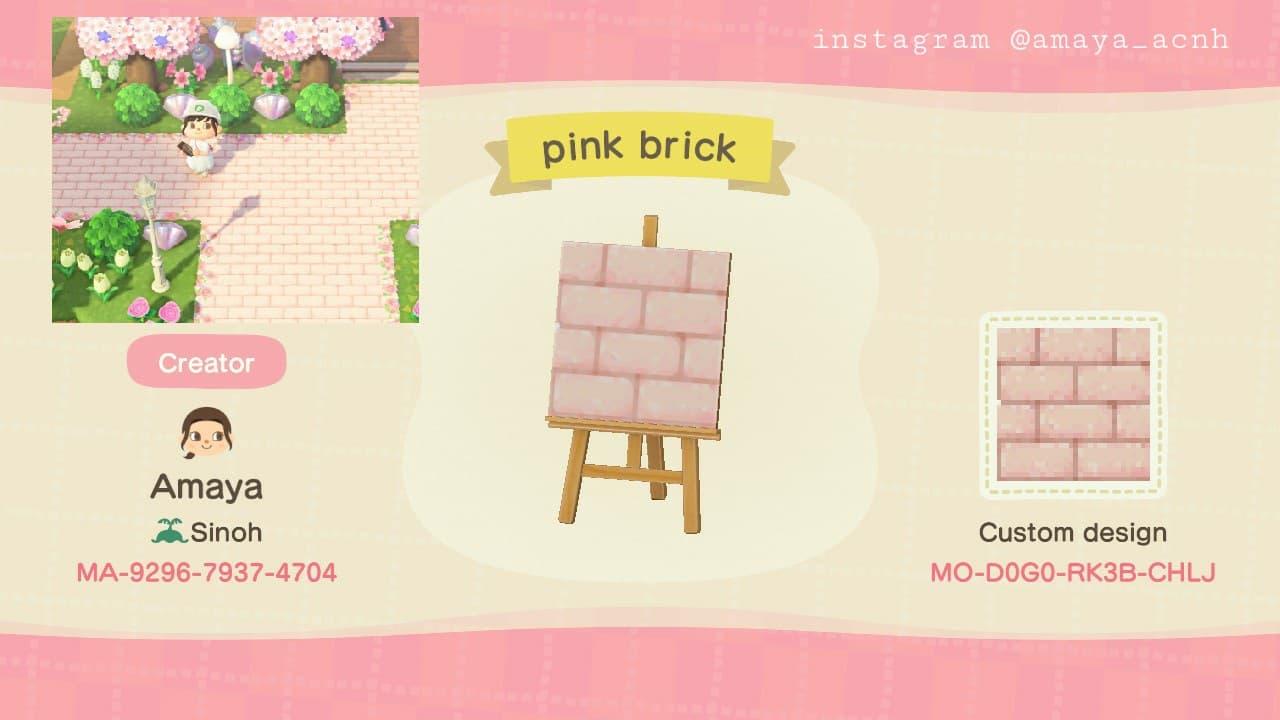 Animal Crossing Design Code: MO-D0G0-RK3B-CHLJ Pastel Pink Brick