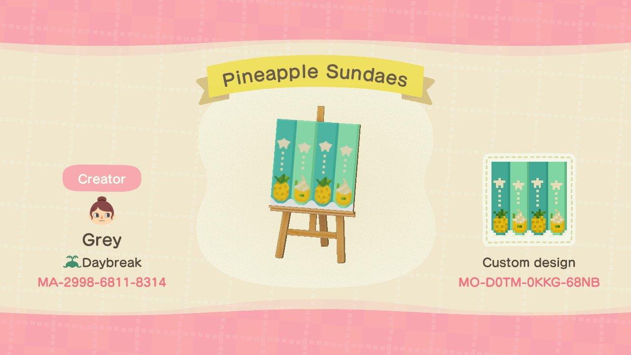 Animal Crossing Design Code: MO-D0TM-0KKG-68NB Pineapples Sundaes